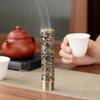 Alloy Cylindrical Incense Burner with Phoenix and Dragon Design for Indoor Sandalwood Offering to Buddha.