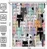 Cat Shower Curtain,Cute Colorful Cat Shower Curtains for Bathroom,Trendy Funny for Adults Cat Shower Curtain Anime Waterproof