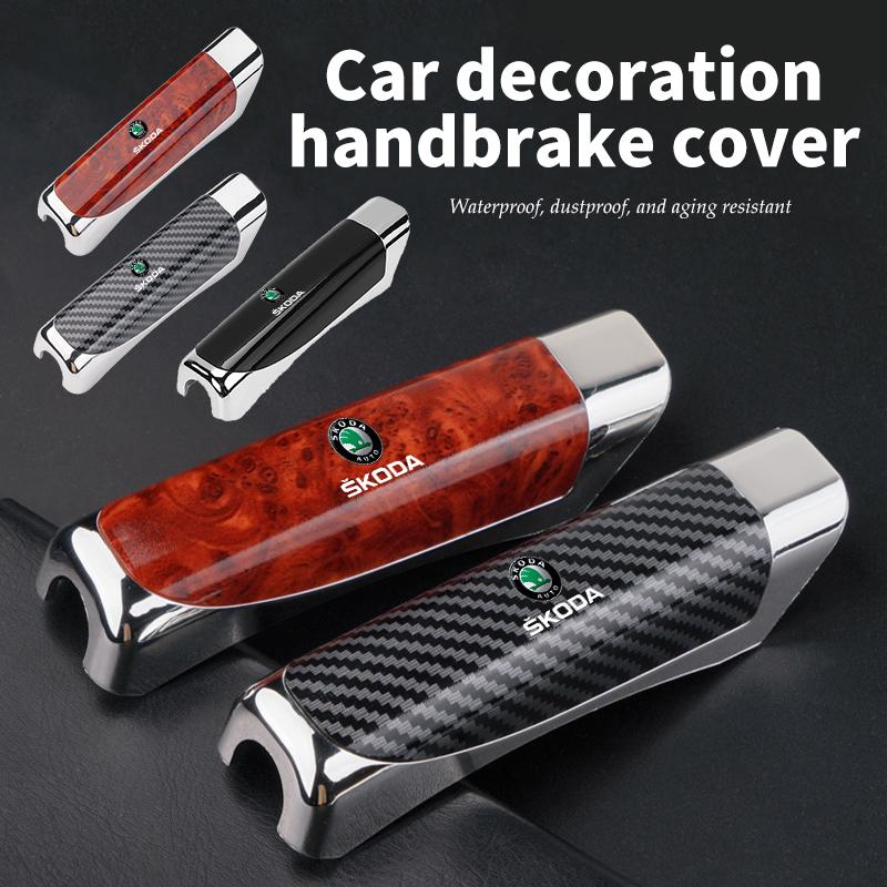WWUH6 For Skoda Car Interior Parking Handbrake Protection Cover Decoration Accessories Fabia Kamiq Superb Scala Enyaq-iV MK3 VisionS