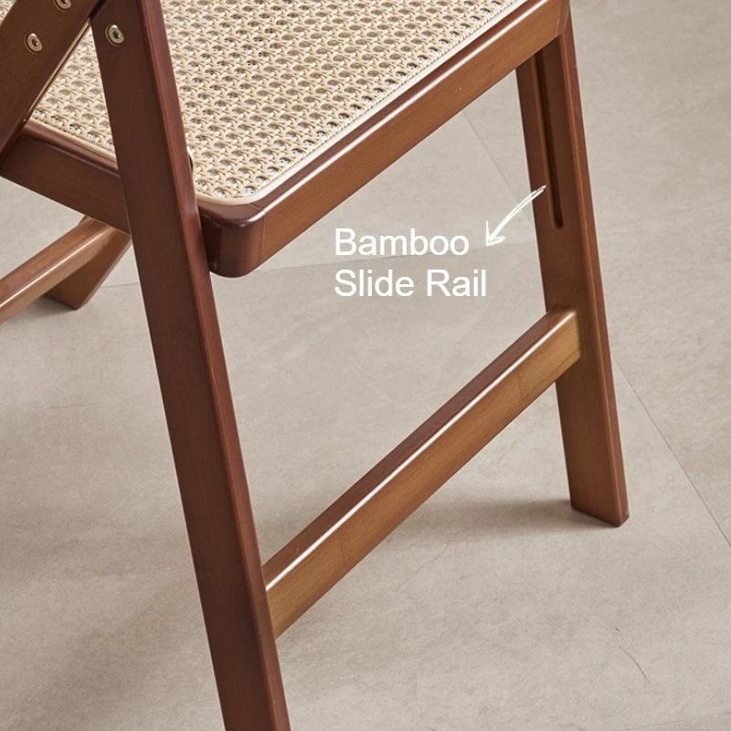 Foldable Dining Chair Bamboo Portable Modern Comfortable Dining Chairs Minimalist Relaxing Rattan Chair Home Interior Furniture
