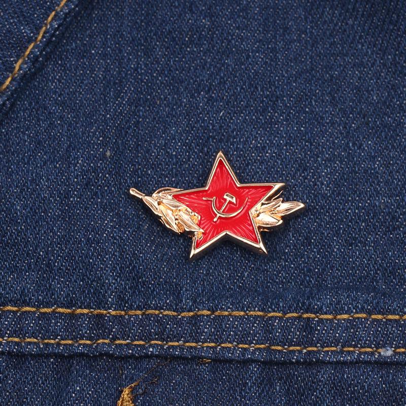Red Star Feather Symbol Brooch Europe, America and the Soviet Union CCCP Metal Badge Lapel Pin Jewelry