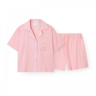 Women Short Sleeve Pajama Set Rooted Pink H023