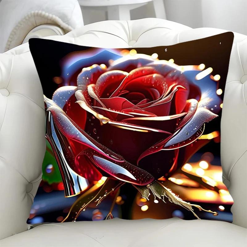 Sofa Cushion Cover 40*40 Rose Decorative Pillowcases 40x40 Covers for Bed Pillows Duplex Printing Pillowcase 45*45 Lounge Chairs