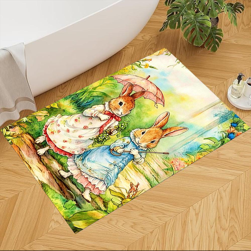 

Bunny In Purple Flowers Non-Slip Home Carpet Design for Office Decor Living Room Bedroom Gift 40cmx60cm