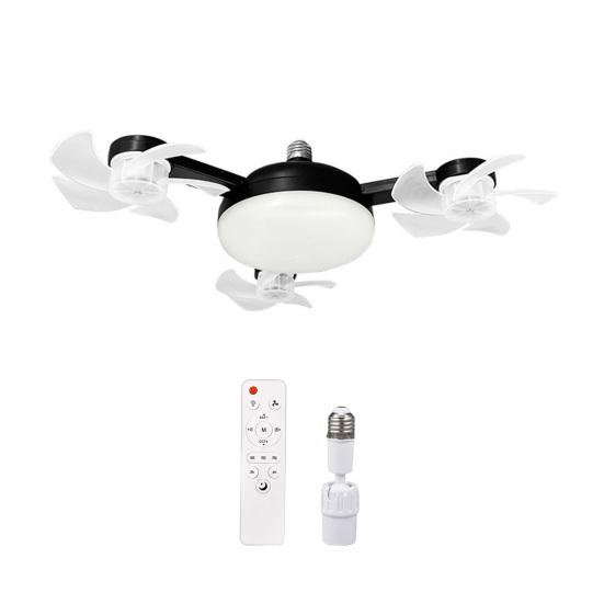 Ventilatore da Soffitto con Luce 3/4/5 Pale e Telecomando, 2-in-1 LED Silenzioso tipo Drone per Ventilazione Soggiorno, Pale Pieghevoli, 3 Velocità Dimmerabile, Attacco E27 per