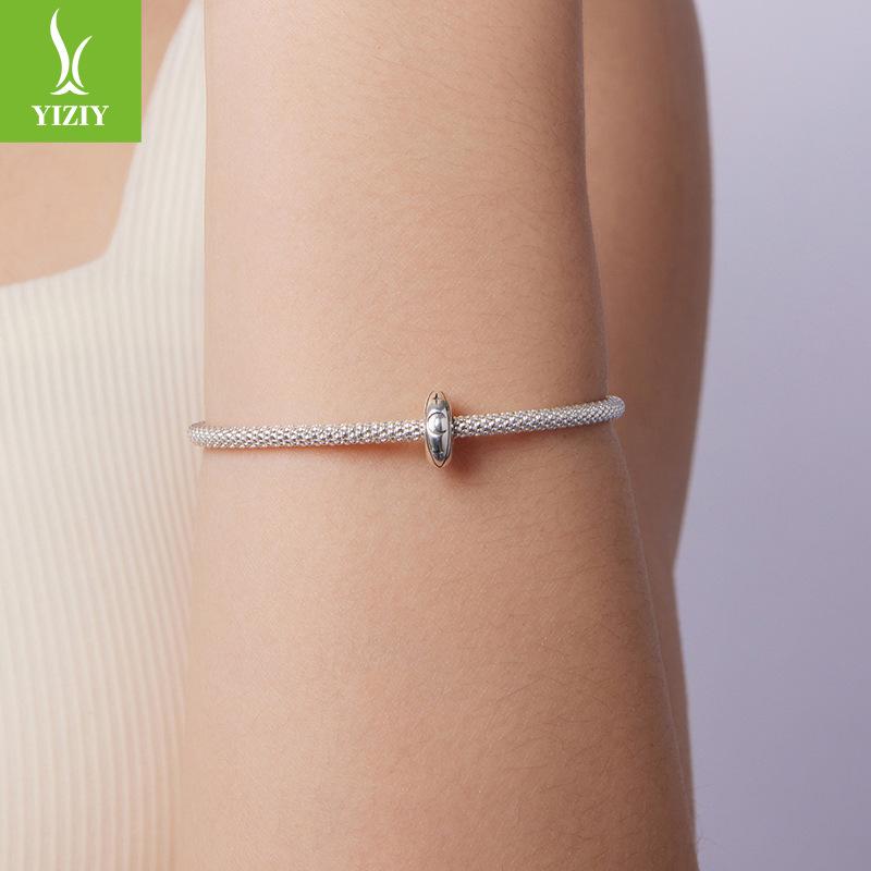 Bright Star And Moon Silicone Positioning Bracelet Beads, Dream Romantic S925 Sterling Silver Diy Beads