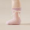 Blotona Toddler Socks for Girls Hollow-Out Cute Bowknot Anti-Skid Socks Mid-Calf Socks Summer Casual Thin Socks