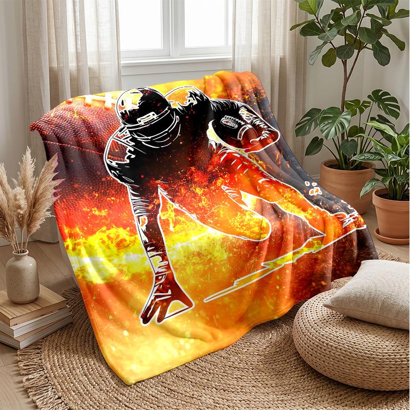 American Football in Stadium blanket Personalized Name Flannel Blanket Soft Cozy Plush Throw for Sofa Bed Lightweight Home Decor