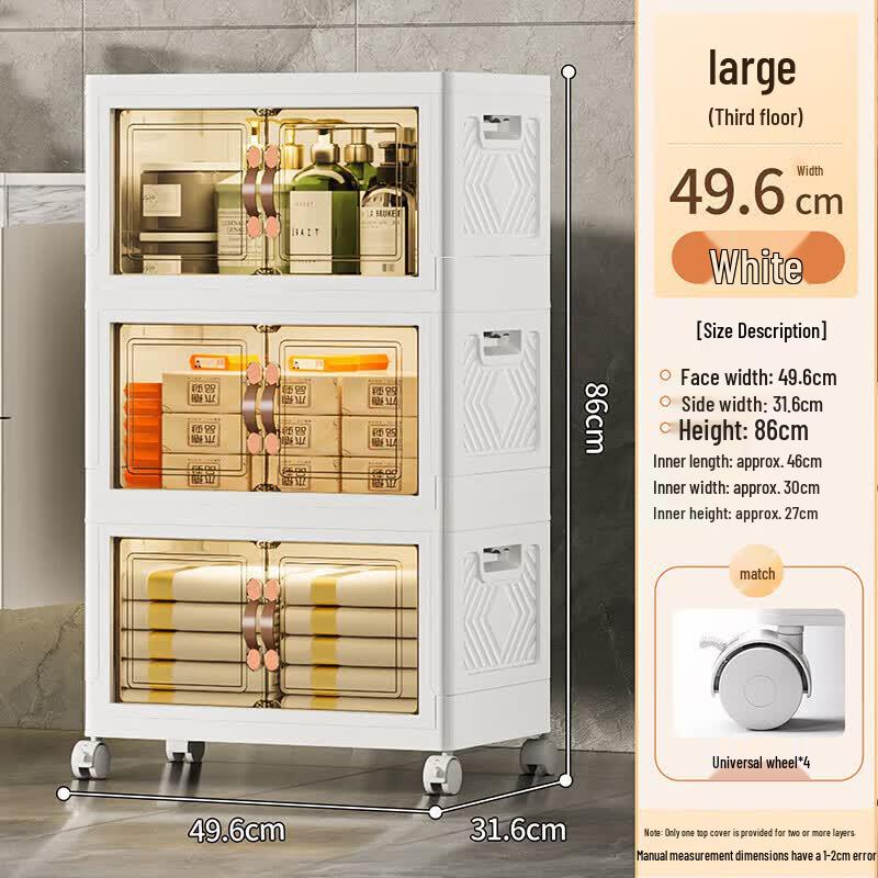 Foldable 3-Tier Bathroom Storage Rack with Drawers