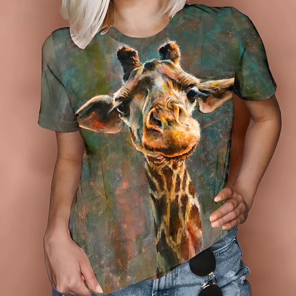 

Horse Women s T-Shirts Funny Animal Pattern 3D Print O-Neck Short Sleeve T Shirt Harajuku Top Oversized Y2k Tees Female Clothing XL