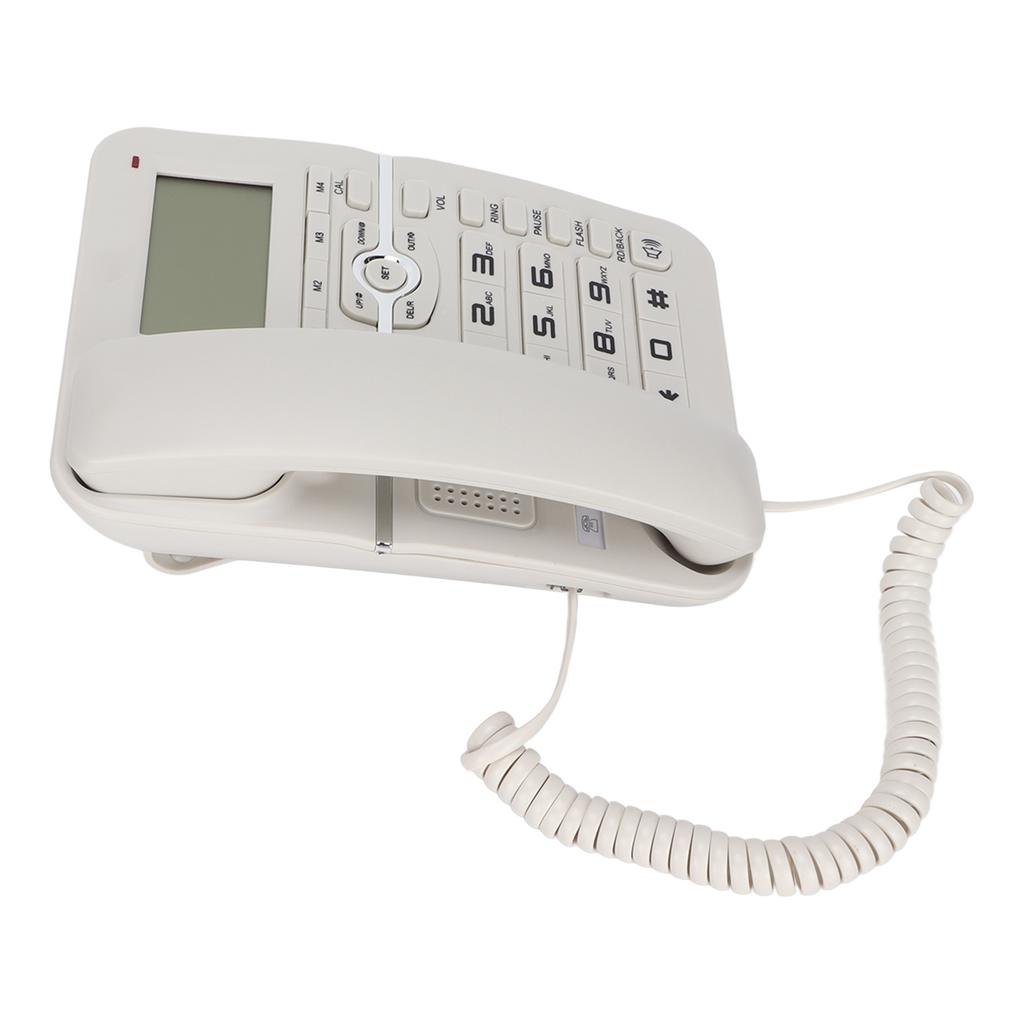 Corded Landline Caller ID Full Hands Free 4 Fast Dial Desktop Wired Telephone with LCD Display for Home HotelWhite