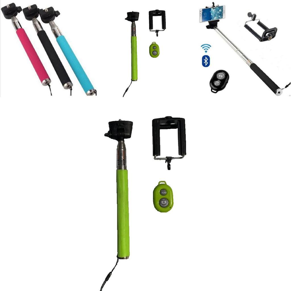 Stainless Steel Section Telescoping Selfie Stick With Bluetooth Remote For Travel Photography