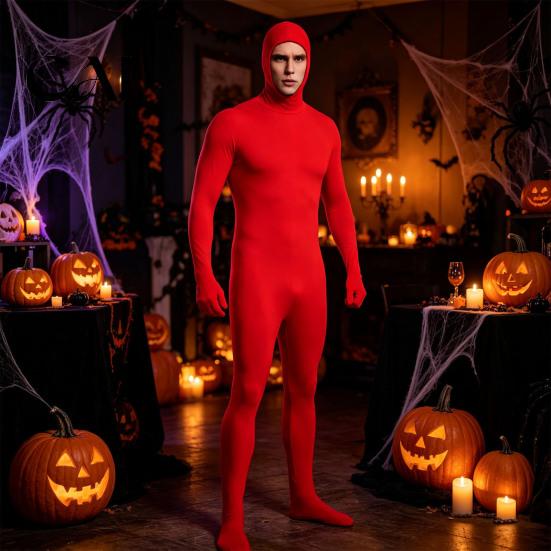 Adults Spandex Unitard Full Body Zentai Suit for Men Women, Open Face Halloween Cosplay Bodysuit, Stretchy Costume Party, Stage Performance Party