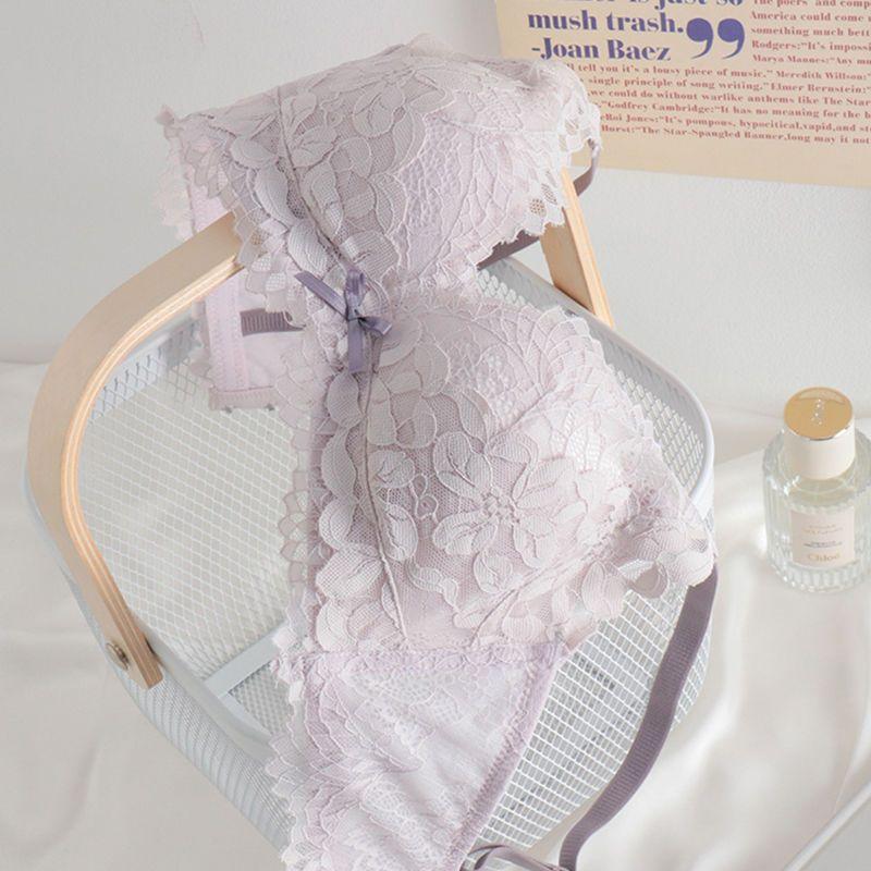 New sexy lace small chest not empty cup underwear women's suit without steel ring breast adjustment breathable bra cover