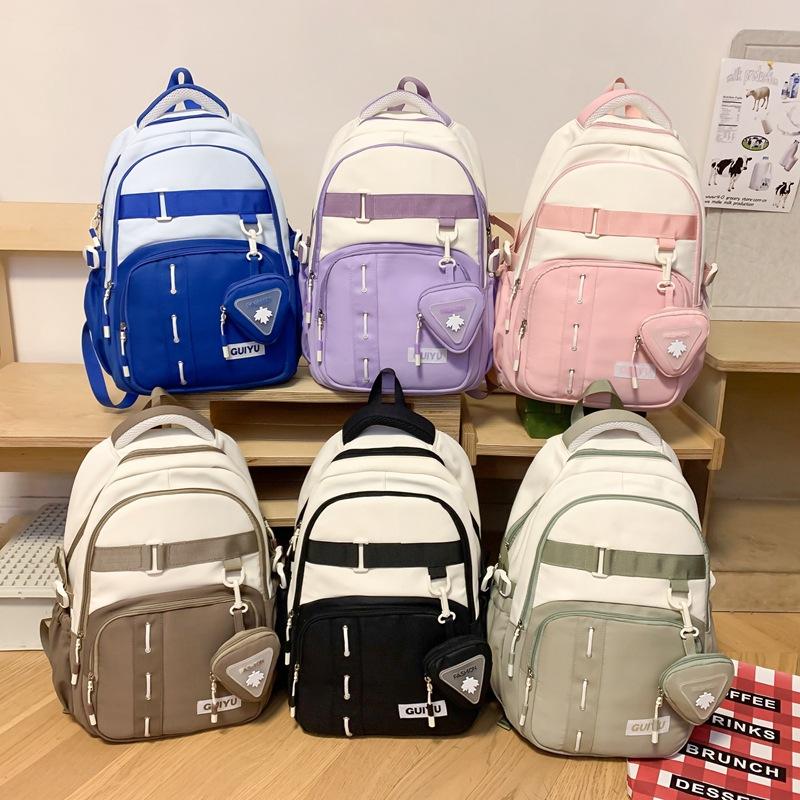 New High value Ins Style Schoolbag for Women Fashion Casual Color Blocking Backpack for Men Large Capacity Forest Style Trendy Backpack