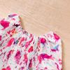 Girls' Waisted Cartoon Dinosaur Print Dress Summer Fashion Dress for Children
