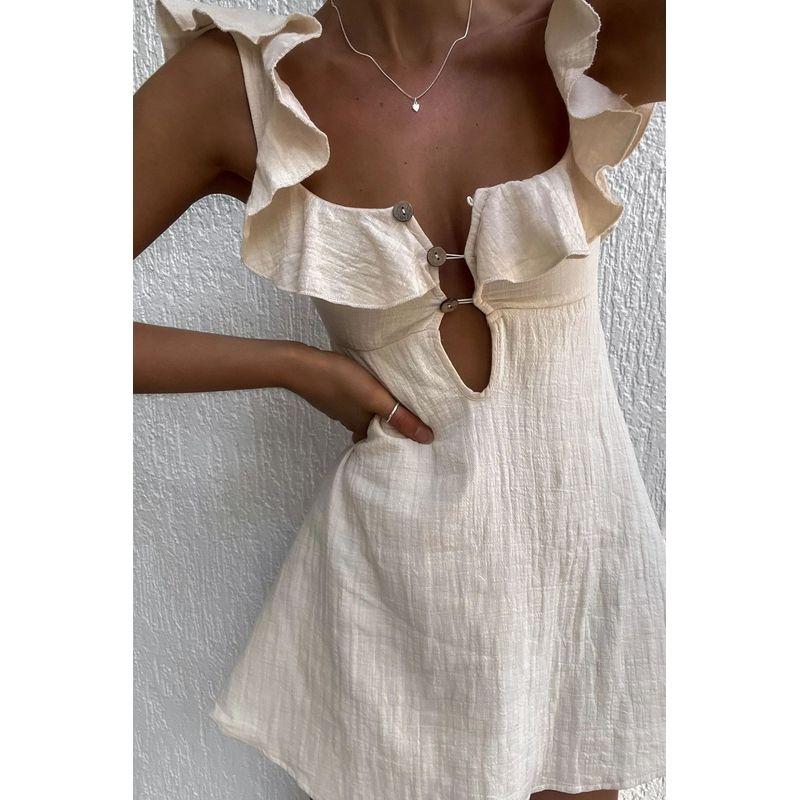 Sling Sexy Dress 2025 European and American New Fashion Sexy Frill Sling Short Dress Dress Women