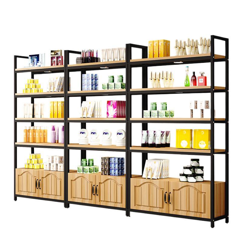 Wooden Floor-Standing Gondola Display Rack for Cosmetics