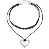 Personalized Alloy Hollow Love Pendant Necklace Sweet Cool Wind Adjustable Rope Chain Collar Hokr Women