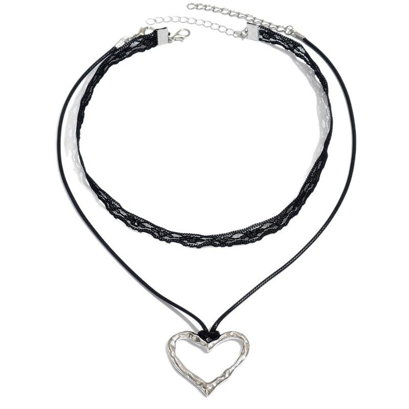 Personalized Alloy Hollow Love Pendant Necklace Sweet Cool Wind Adjustable Rope Chain Collar Hokr Women