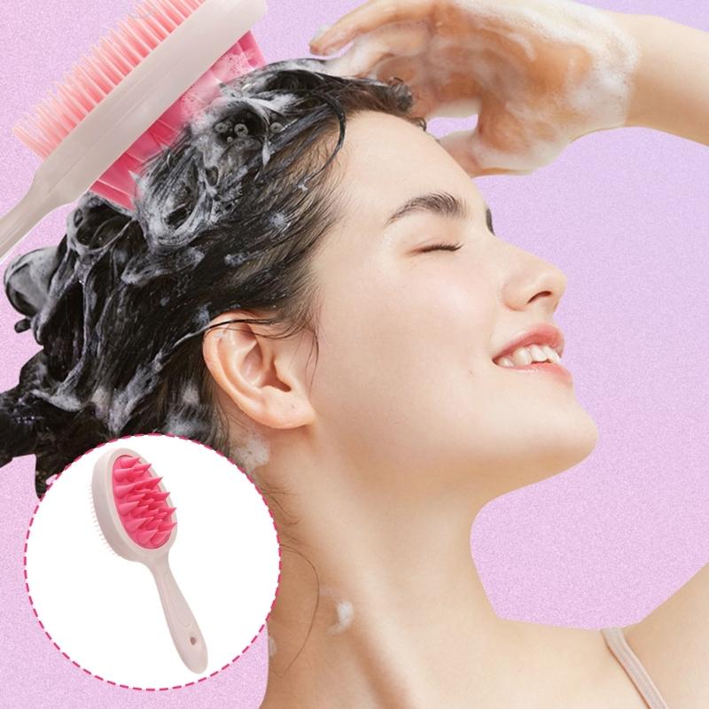 2 in 1 Hair Washing Brush Double Side Shampoo Brush Silicone Scalp Massage Brush Hair Shower Comb Bath Shower Brush