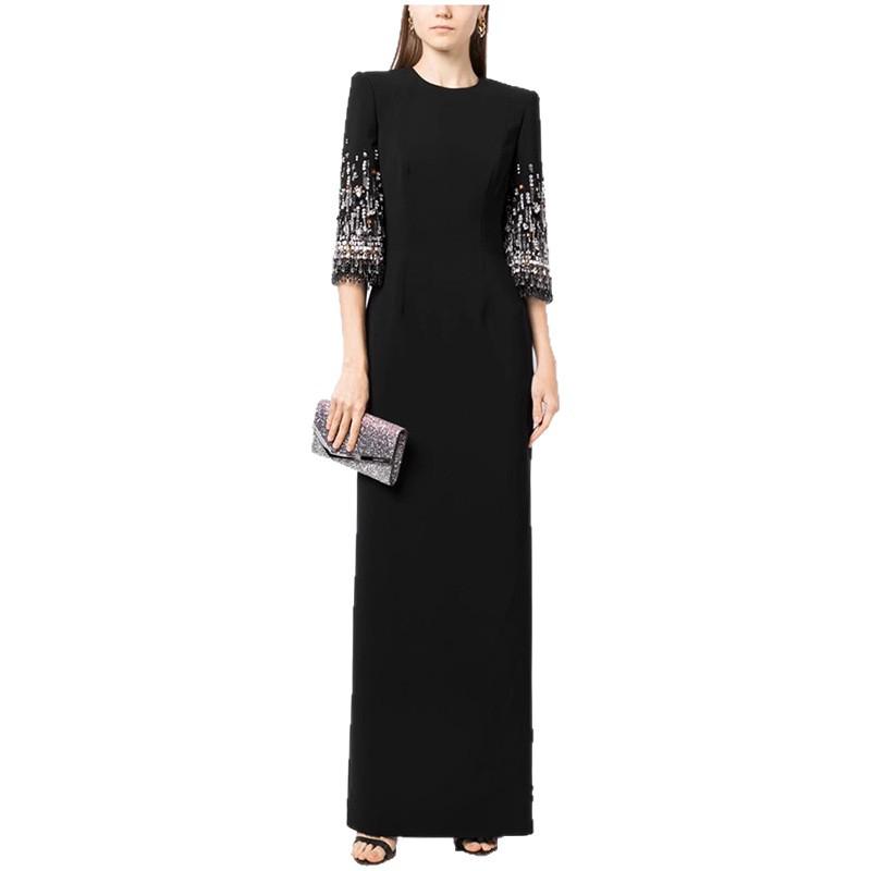 2026 European & American Luxury Evening Gown: Fashionable Long Skirt with Heavy Beading & Rhinestones