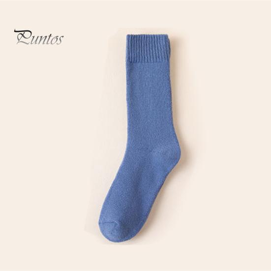 Thick Mid-calf Socks 1 Pair Unisex Knitted Mid-tube Plush Soft Warm Lady Sweat Absorption No Odor Anti-slip Elastic Casual Floor Versatile Cold