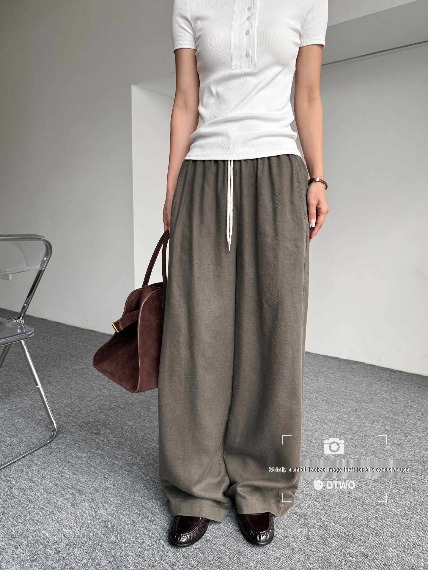 

DTWO Spring/Summer Women s Straight-Leg Casual Pants светло-серый