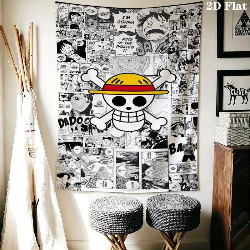 One Piece Straw Hat Pirates Wall Tapestry Aesthetic Wall Hanging Printed Fabric Blanket Decorative Tapestries For Bedroom Living Room Home Decor
