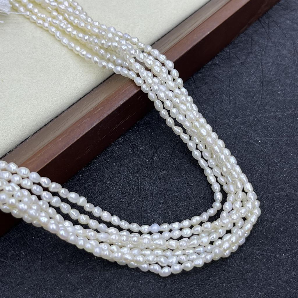 1String, White Natural Freshwater Pearls, Handmade Rice Pearl Beads for Jewelry Making DIY Crafts (Beads 2-3mm, Length 36cm)