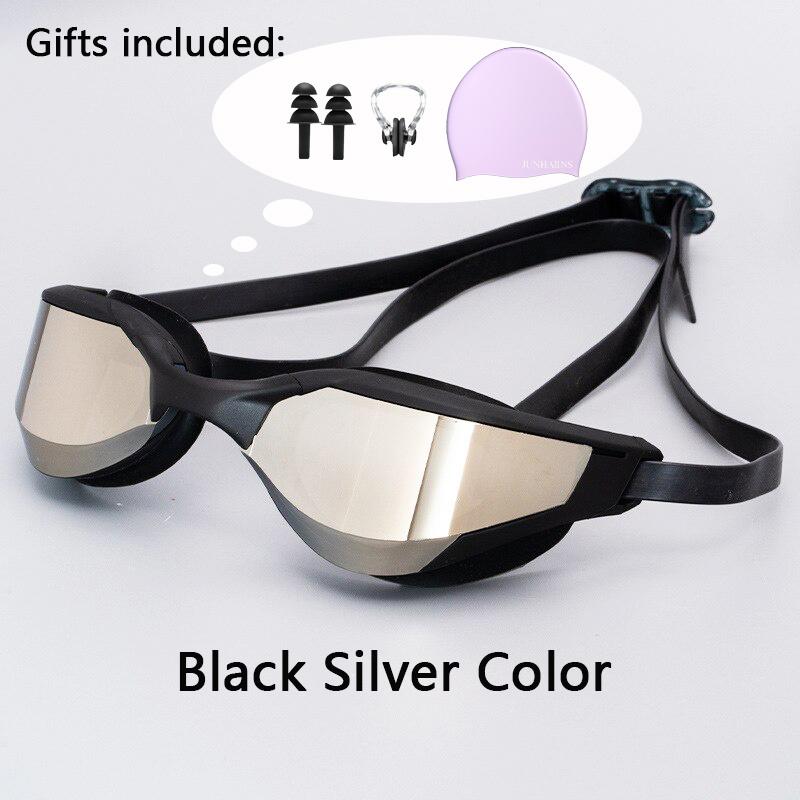 Meslek Yarış Yüzme Gözlüğü Kaplama Su Geçirmez UV Koruması Yarışma Buğu Önleyici Gözlükler Açık Hava Maç Gözlükleri