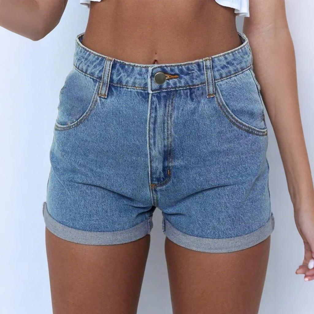 Women's Color Jeans Stretch Slim Fit Distressed Denim Shorts