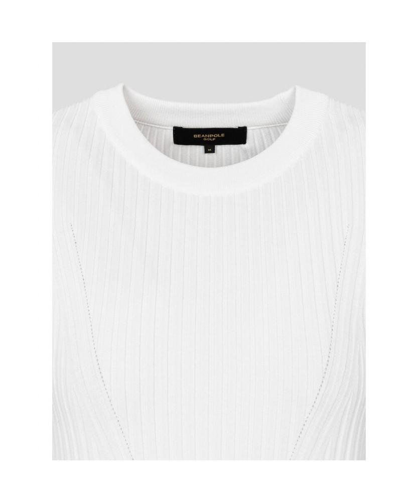 BEANPOLE GOLF [B_Under] Women'S Ribbed Mix Short Sleeve Pullover - White