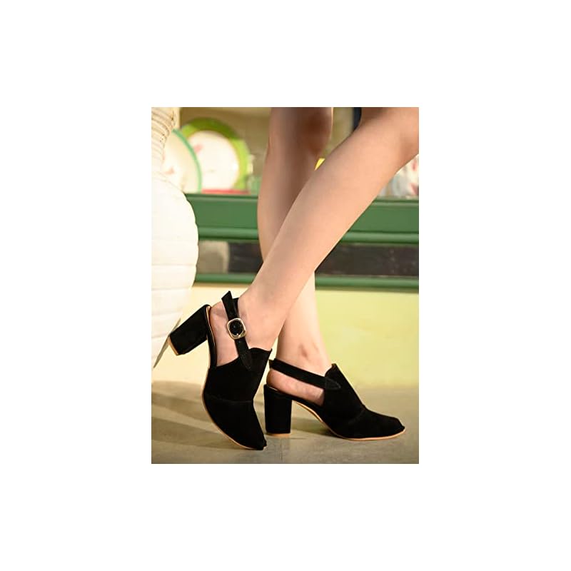 Shoetopia Women S Block Heel Pumps 5 UK чёрный