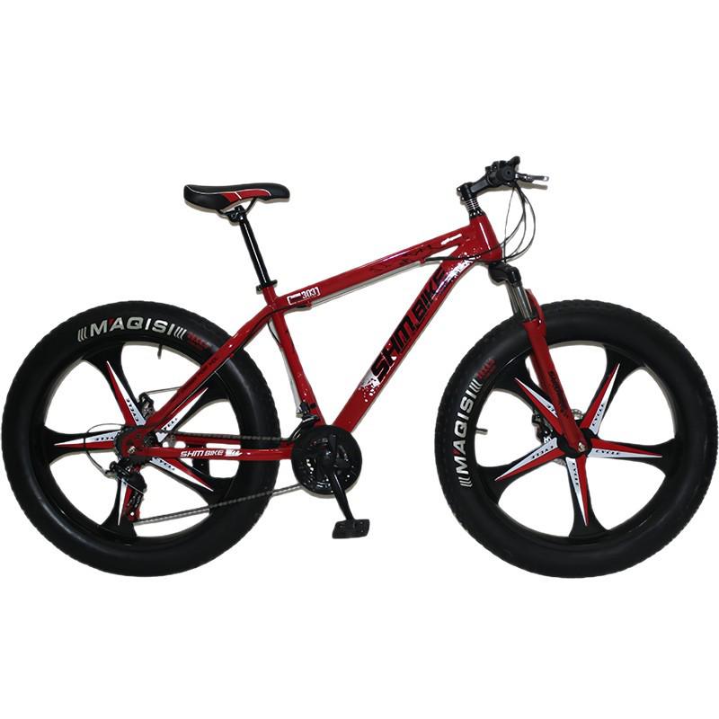 Snow Beach All-Terrain Mountain Bike: 26-inch, Large Tires, Gears, Double Disc Brakes & Suspension, In Stock