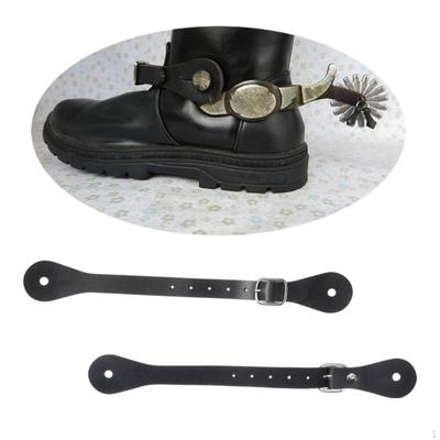 2Pcs PU Leather Spur Straps Single Ply Western Men Woman Adjustable Boot for