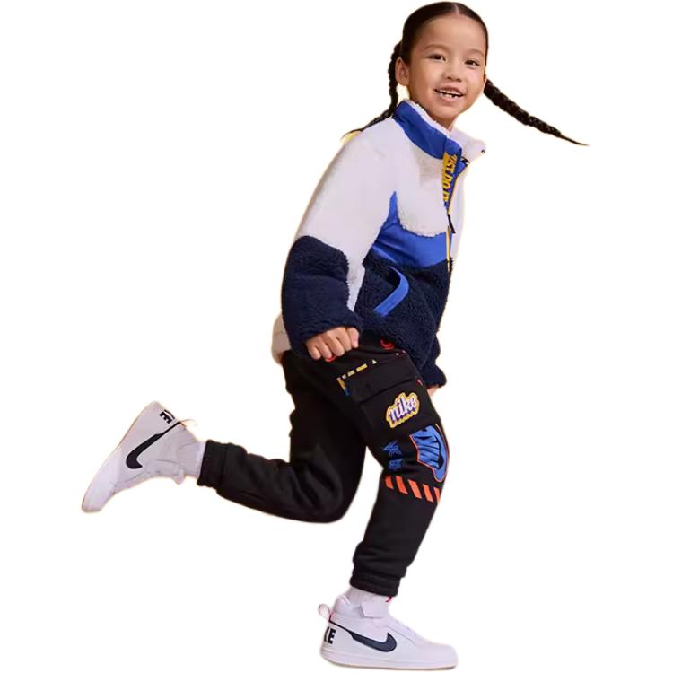 Nike Fleece Soft Comfortable Casual Knitted Sports Pants Kids Bottoms Black DQ3891-010