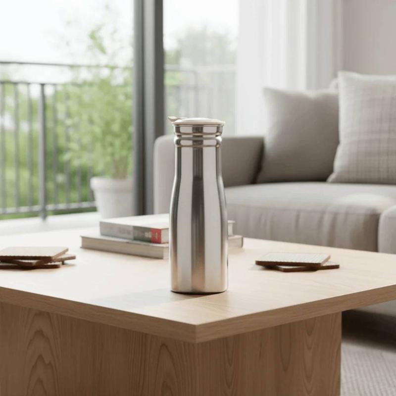 1L Portable Stainless Steel Cold Water Jug Leakproof Sealed Lid Food Grade Kettle for Travel Outdoor Use
