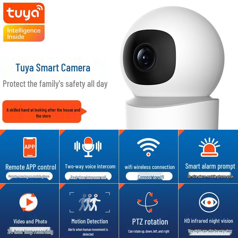 TUYA Smart WiFi Camera: Mobile Remote Monitoring, HD Night Vision, Voice Intercom