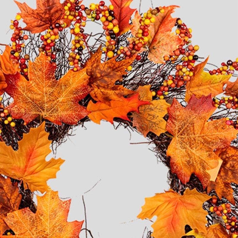 Herbst-Türkranz Herbsternte-Kränze Für Haustür Herbst-Bauernhaus-Kranz Mit Beeren und Ahornblatt Für Draußen