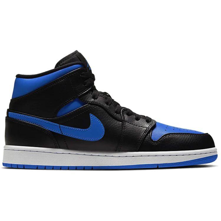 Air Jordan 1 Mid Black Hyper Royal Men Sneakers Blue Royal-Blue White 554724-068
