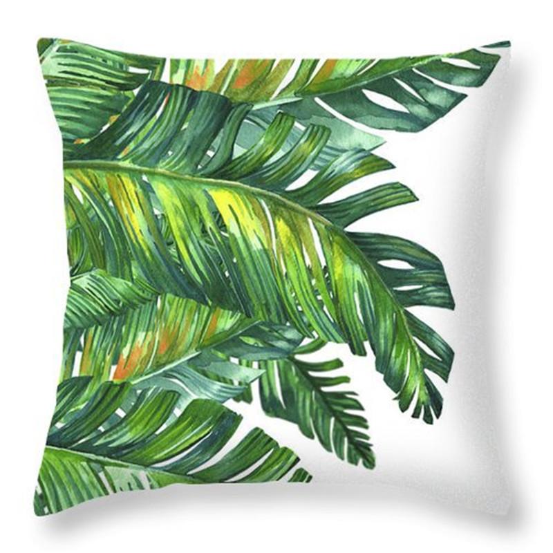 Rainforest Tropical Plant Leaf Print Pattern Cushion Cover Home Living Room Sofa Decoration Square Polyester Pillow Pillow Cover