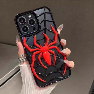 Roligt 3D Ihåligt Spindel Skal för iPhone 16 15 14 13 12 11 Pro Max Mjuk TPU Plätering Värmeavledningsskydd för iPhone 14 15 16 Plus