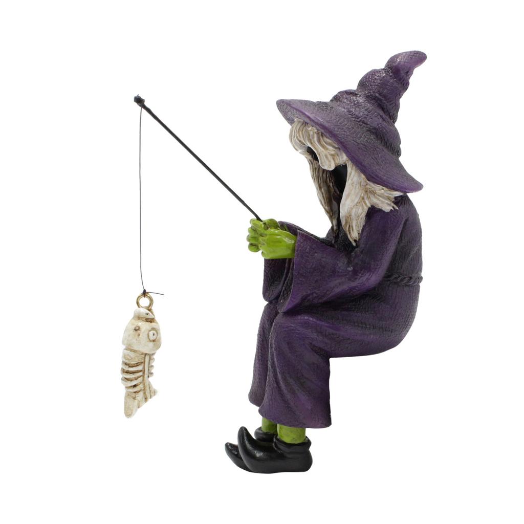 Halloween Witch Fishing Resin Crafts Decor For Aquariums Fish Tank Figurine Halloween Decorations Stylish Unique Gifts