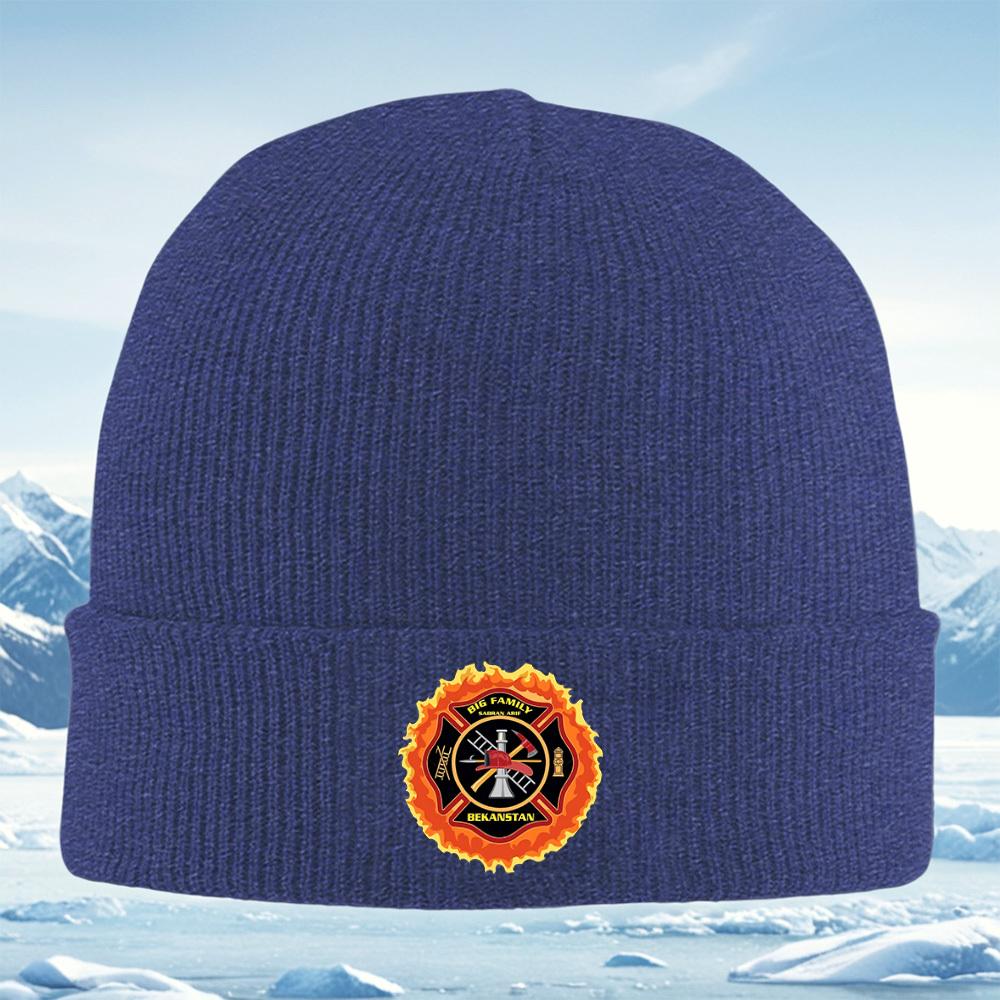 Firefighter emblem circle flame tools Unisex Women Unisex Knitted Hat Beanie Pullover Cap Winter Thermal Warm Christmas Outdoor Cyc