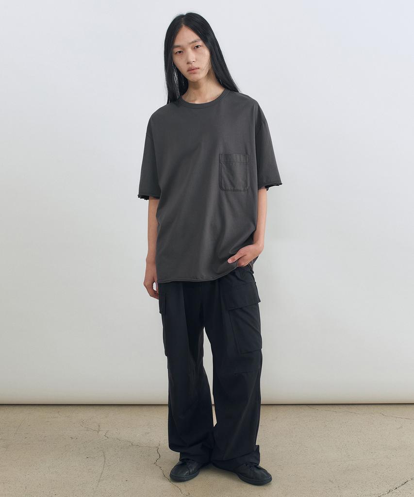 INSILENCE Oversized Cutoff Pocket T-Shirt Charcoal