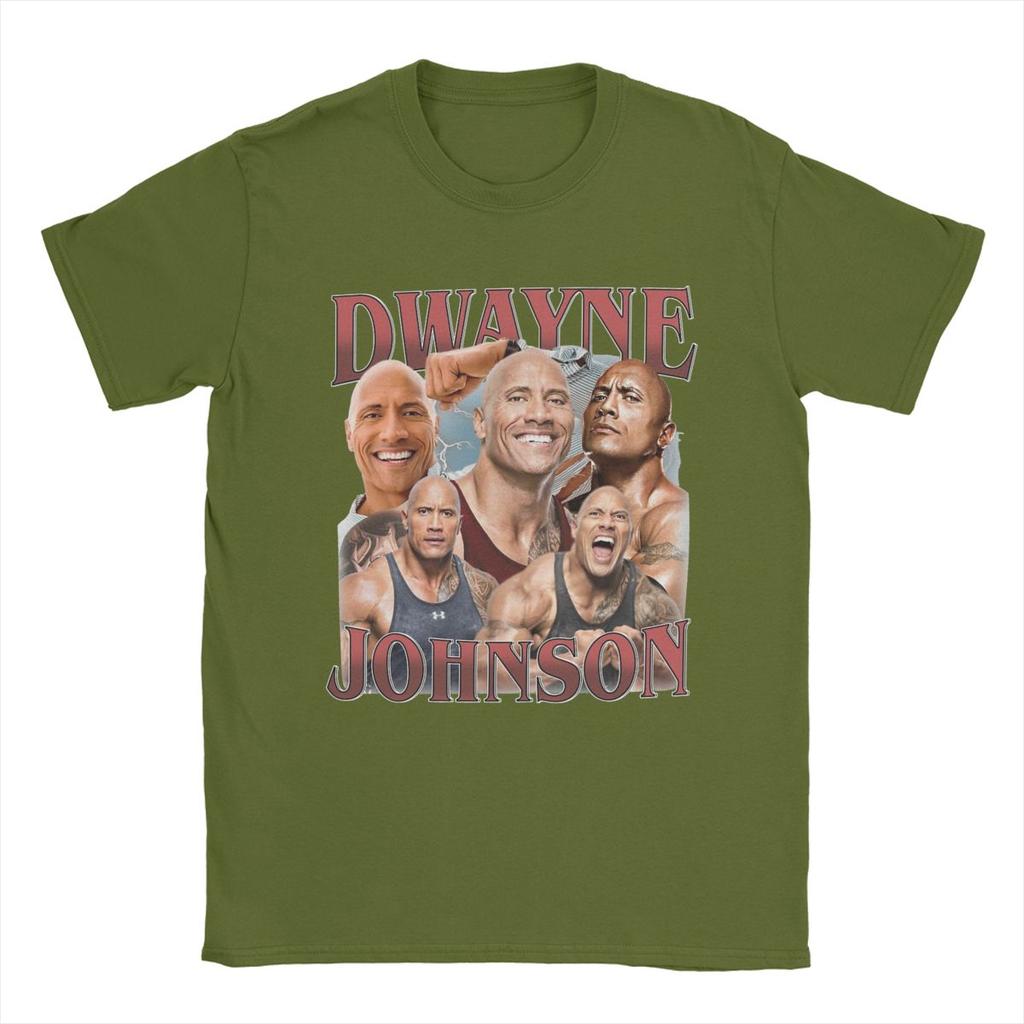 Men T-Shirt Dwayne Johnson Bootleg 90s Style Vintage Pure Cotton Tee Shirt Short Sleeve T Shirt Crewneck Tops Summer