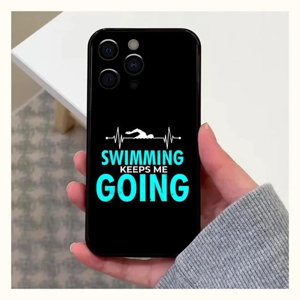 Swimming COOL Phone Case For Apple iPhone 15,14,13,12,11,Pro,X,XS,Max,XR,Plus,Mini Soft Black Cover