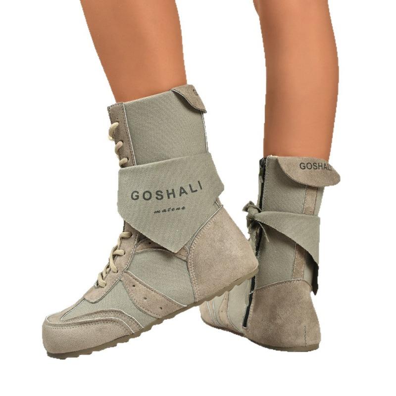 Retro western short boots women's autumn and winter new soft-soled straps casual high-top boots fashion trend tooling boots