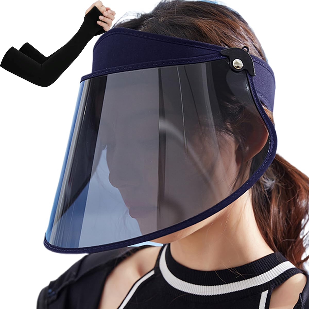 

LUYULAKI Солнцезащитный UV UPF для Солнца Дождя Широкий Для Поездок на работу На улице Отличный Подходит для Дождя или Включает Нарукавники Женский Козырек, Защита, 50+, Велоспорт,